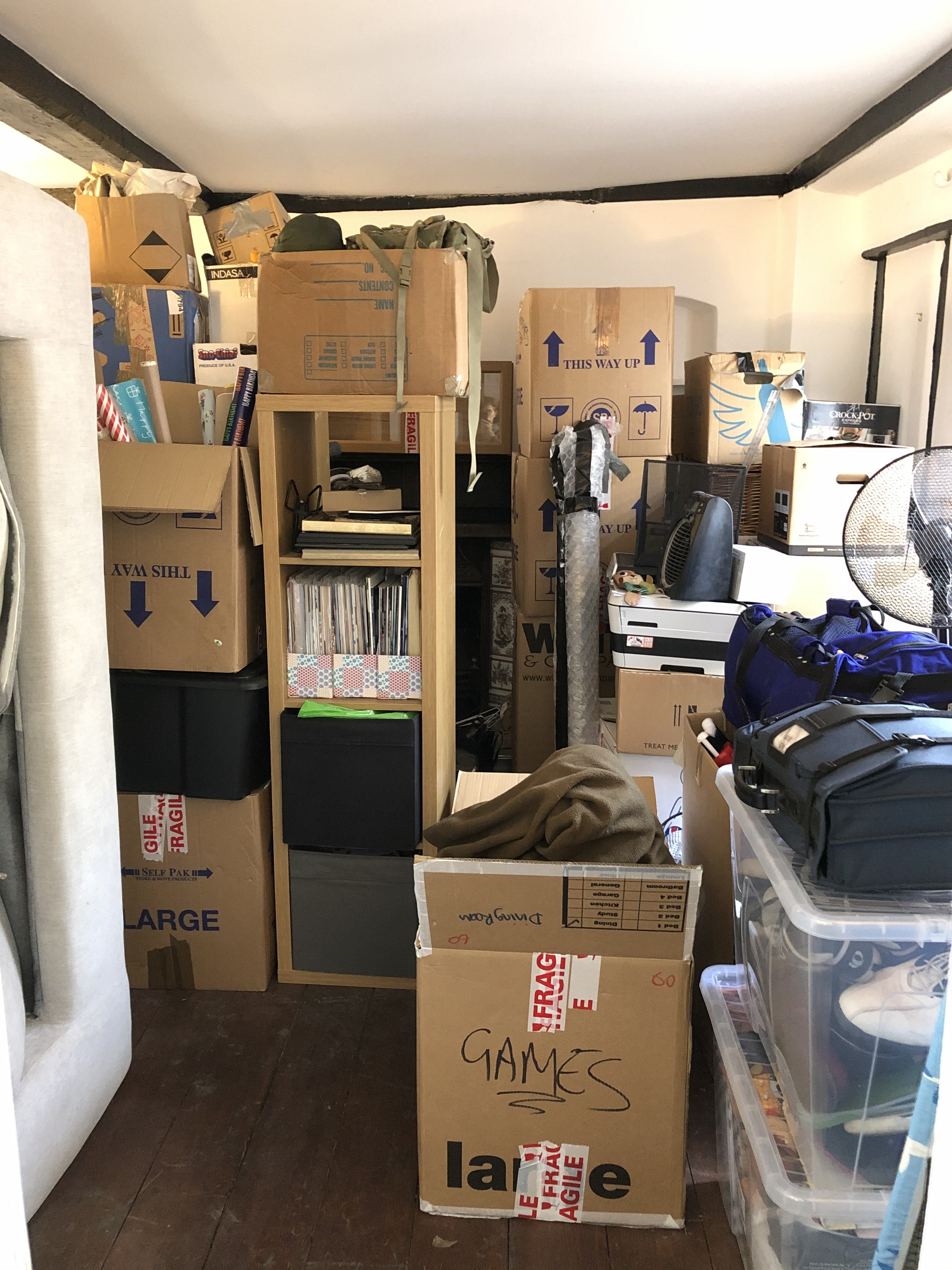 boxes in dining room